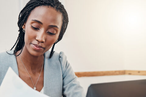 woman sitting at a desk